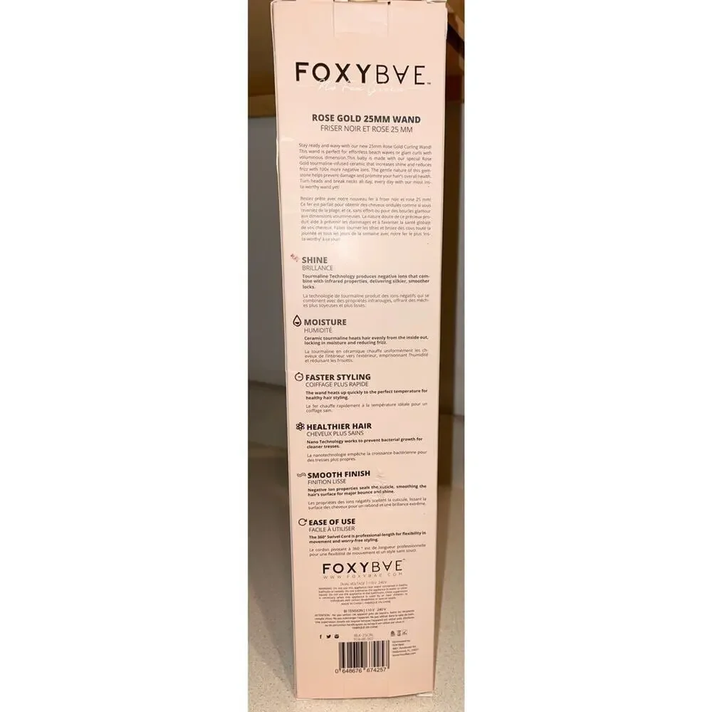 FoxyBae Rose Gold & Black 25mm Curling Wand BRAND NEW in BOX!!
